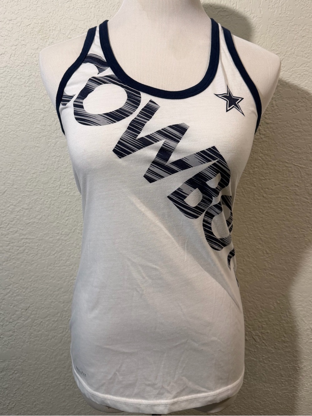 Dallas Cowboys Nike White Racerback Tank Top.